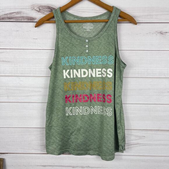 Ladies‎ SECRET TREASURES Green KINDNESS Henley Tank Top Sleepwear Small - Picture 1 of 5